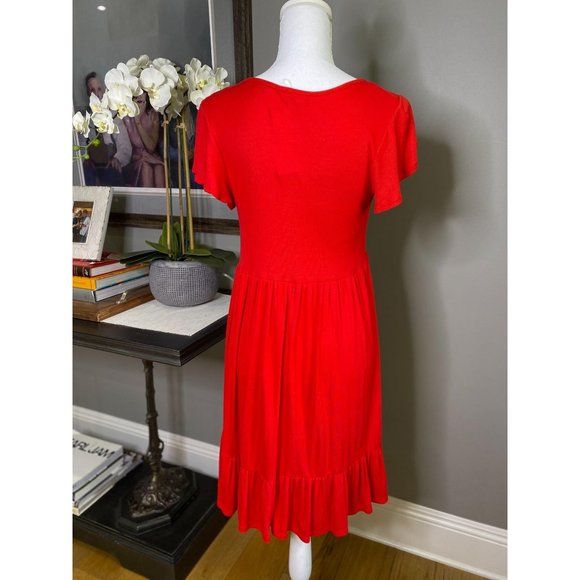 NEW See You Monday Red Ribbed Babydoll Dress Large - Picture 6 of 7